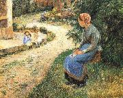 Sitting in the garden of the maids, Camille Pissarro